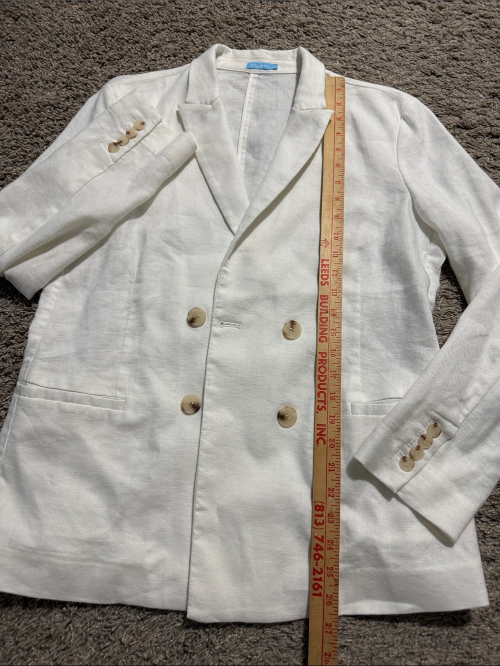 J. McLaughlin White Linen Blend Double Breasted Blazer Jacket NWOT Size 12 - Picture 4 of 11